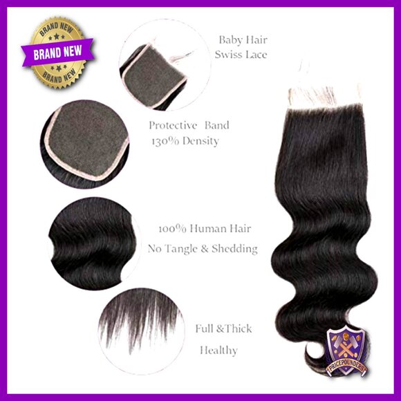 Brazilian Body Wave Virgin Human Hair Bundles with Lace Closure main image 5